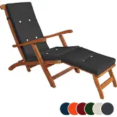 Detex Coussin pour chaise longue anthracite pour siège inclinable coussin pour bain de soleil relaxation intérieur extérieur hydrofuge