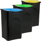 Deuba 3x Poubelle tri sélectif 50L