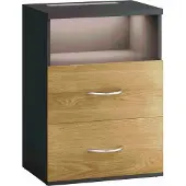 Casaria Table de chevet Jamie gris/bois avec éclairage