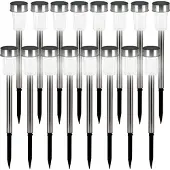 Deuba Lampes solaires de Jardin Lot de 16 lumières solaires LED acier inoxydable Jardin Allée Terrasse