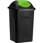 Stefanplast Poubelle noire/vert 60 litres avec couvercle
