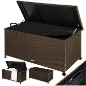 Casaria Coffre de jardin marron 117x53x60cm en polyrotin