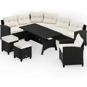 Casaria Ensemble lounge d'angle pour jardin en polyrotin 18 pcs