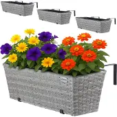 Casaria 4x Jardinière 60x20x19cm gris jardin et balcon