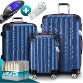 Monzana Ensemble de valises rigides Baseline 3 pièces bleu ABS Accessoires
