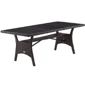 Casaria Table en résine tressée de jardin Takeo marron 190x90x75cm WPC