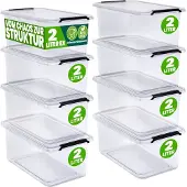 Deuba 8x Boîte de rangement plastique 20x15x12cm 2L