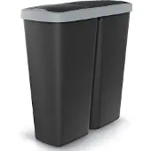 Monzana Double poubelle cuisine 2x25 litres 2 compartiments couvercle bouton corbeille papier bureau déchetstri sélectif recyclage noir-anthracite