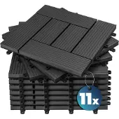 Casaria 11x Dalles clipsables anthracite en composite WPC 30x30cm