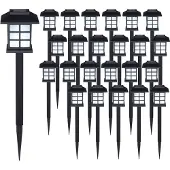 Monzana 24x lampes solaires noires LED pour jardin et allée