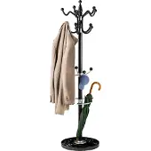 Casaria Porte-manteau noir 37x37x175cm incurvé avec base en marbre