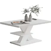 Casaria Table basse Detroit blanc 90x60x45cm