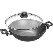 Woll WOK 1132, poêle à frire modèle WOK, diamètre maximal de 32 cm, en fonte/fonte d'aluminium, compatible avec les plaques à induction, revêtement antiadhésif, avec couvercle inclus