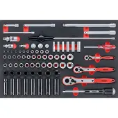 Teng Tools Jeu de douilles & acc 1/4,3/8 & 1/2 77pcs EVA TTESK77