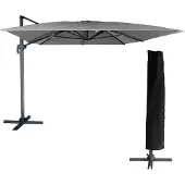 Happy Garden Parasol Déporté Molokai Rectangulaire 3x4m Gris + Housse