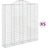 vidaXL Gabions avec arc surélevé 5 pcs. 200x30x200/220cm Fer galvanisé