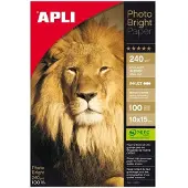 APLI Photo Bright - Brillant - blanc - 100 x 150 mm - 240 g/m² - 100 feuille(s) boîte - papier photo