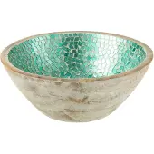 J-Line Bol mosaique bois de manguier vert medium