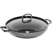 WMF Fusiontec Mineral Wok mit Glasdeckel, 36 cm, Platinum 3201111641 4000530731487