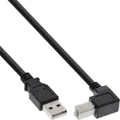 InLine 34510U Câble USB 2.0, A à B plié en bas, noir, 1m