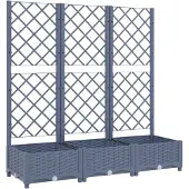 vidaXL Jardinière avec treillis bleu gris 120x40x121,5 cm PP