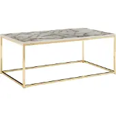 Wohnling Table basse 100x60x40 cm avec aspect marbre blanc / or |