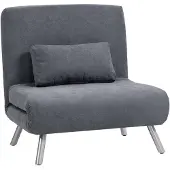 HOMCOM Fauteuil-lit 3-en-1 pliable, canapé-lit avec fonction couchage, fauteuil de relaxation