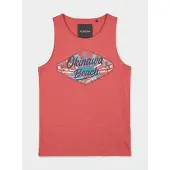 KOROSHI T-Shirt bleu / corail / noir / blanc
