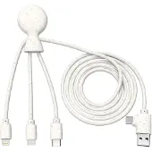 Xoopar Câble MrLong USB A+C / microUSB & USB C & Lightning 2.1A 1m FastCharge 10.5W Blanc - Eco-responsable