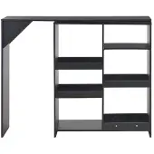 vidaXL Table de bar avec étagère mobile noire 138x39x110 cm