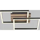 JUST LIGHT Plafonnier LED 14053-79, 15 W, 3000 K, 2200 lm, blanc chaud, IP20, bois/noir