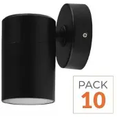 Silamp Applique murale LED noire, indice de protection IP65, culot GU10 - Pack de 10