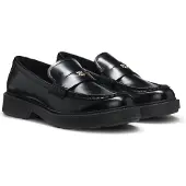HUGO Mocassins en cuir avec finition Penny et logo empilé