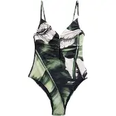 Next Maillot de bain crème / vert foncé / noir