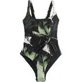 Next Maillot de bain modelant vert / noir / blanc
