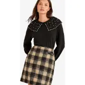 Love & roses Jupe beige / bleu clair / noir