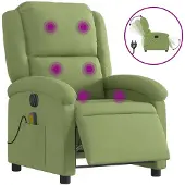 vidaXL Fauteuil de massage électrique vert clair velours
