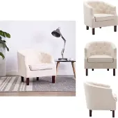 vidaXL Fauteuil Beige Tissu - Fauteuil