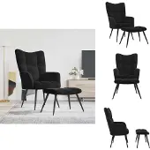 vidaXL Fauteuil relax avec pouf noir velours - fauteuil