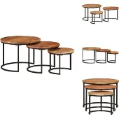 vidaXL Tables de salon 3 pcs. Acacia massif - Tables basses