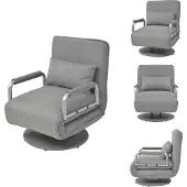 vidaXL Fauteuil pivotant et canapé-lit Tissu gris clair - Fauteuil
