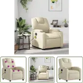 The Living Store Fauteuil de massage Crème Similicuir