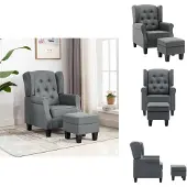 vidaXL Fauteuil avec repose-pieds Tissu gris clair - Fauteuil