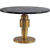 Wohnling Table basse dorée 60 cm avec plateau en marbre noir Table de salon ronde Table basse en aluminium moderne Table d'appoint en aluminium Design Fait main