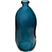 Atmosphera Vase bouteille en Verre recycl? Bleu orage H 35 cm
