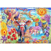 Bluebird Puzzle Puzzle 2000 Éléphants colorés dans le jardin