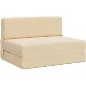 vidaXL Canapé-lit pliant , couleur crème, 190 x 100 x 15 cm, en velours côtelé