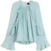 BOSS pour femme. 50573224 Blouse Bradia verte (40), Casuel, Viscose, Manche longue