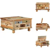vidaXL Table basse en vieux bois 70x70x38 cm - Tables basses