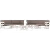 Syfax Salon de jardin palette 6 pcs et coussins Pin imprégné de blanc